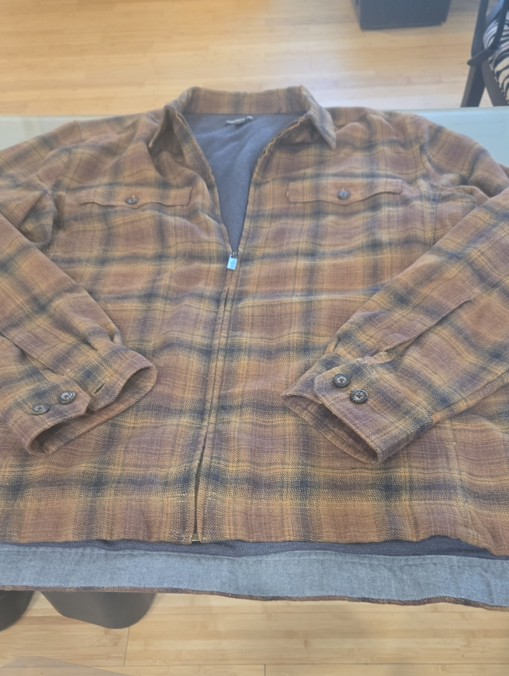 Toad&Co Men's Brown Plaid Lightweight Zip Shirt Jacket